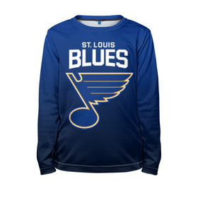 Детский лонгслив 3D с принтом St. Louis Blues в Петрозаводске, 100% полиэстер | длинные рукава, круглый вырез горловины, полуприлегающий силуэт
 | Тематика изображения на принте: nhl | st. louis blues | блюз | нхл | сент луиз | сент луис | сент луис блюз | тарасенко | хоккей | шайба