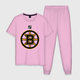 Мужская пижама хлопок с принтом Boston Bruins NHL в Петрозаводске, 100% хлопок | брюки и футболка прямого кроя, без карманов, на брюках мягкая резинка на поясе и по низу штанин
 | boston | boston bruins | hockey | nhl | бостон | бостон брюинз | кубок стенли | нхл | спорт | хоккей | шайба