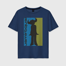 Женская футболка хлопок Oversize с принтом Jamiroquai в Петрозаводске, 100% хлопок | свободный крой, круглый ворот, спущенный рукав, длина до линии бедер
 | британская | группа | джей кей | диско | современный ритм н блюз | стюарт зендер | тоби смит | фанк | эйсид джаз