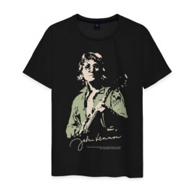 Мужская футболка хлопок с принтом Джон Леннон в Петрозаводске, 100% хлопок | прямой крой, круглый вырез горловины, длина до линии бедер, слегка спущенное плечо. | активист | бас гитара | британский | гитара | губная гармоника | клавишные | композитор | музыкант | певец | писатель | поэт | рок | художник