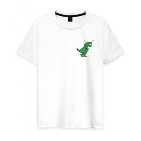Мужская футболка хлопок с принтом Wtf dinosaur в Петрозаводске, 100% хлопок | прямой крой, круглый вырез горловины, длина до линии бедер, слегка спущенное плечо. | 
