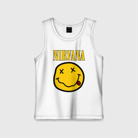 Детская майка хлопок с принтом NIRVANA в Петрозаводске,  |  | music | nirvana | rip smile | rock | smile | группа | курт кобейн | музыка | нирвана | рок | смайл