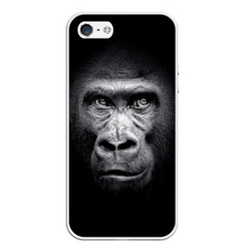 Чехол для iPhone 5/5S матовый с принтом Горилла в Петрозаводске, Силикон | Область печати: задняя сторона чехла, без боковых панелей | animal | black | eyes | fauna | gorilla | gray | look | monkey | muzzle | primate | взгляд | глаза | горилла | животное | обезьяна | примат | серый | фауна | черный