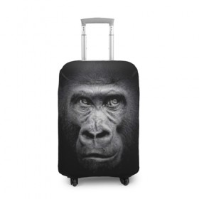 Чехол для чемодана 3D с принтом Горилла в Петрозаводске, 86% полиэфир, 14% спандекс | двустороннее нанесение принта, прорези для ручек и колес | animal | black | eyes | fauna | gorilla | gray | look | monkey | muzzle | primate | взгляд | глаза | горилла | животное | обезьяна | примат | серый | фауна | черный