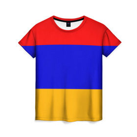 Женская футболка 3D с принтом Армения. Флаг. в Петрозаводске, 100% полиэфир ( синтетическое хлопкоподобное полотно) | прямой крой, круглый вырез горловины, длина до линии бедер | армения | армянский | государство | знамя | кавказ | республика | символ | снг | ссср | страна | флаг