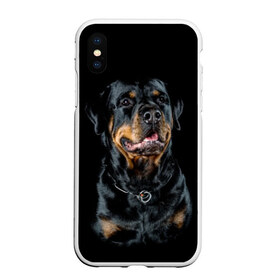 Чехол для iPhone XS Max матовый с принтом Ротвейлер в Петрозаводске, Силикон | Область печати: задняя сторона чехла, без боковых панелей | animal | black | breed | collar | dog | friend | glance | gloss | man | muzzle | rottweiler | взгляд | друг | животное | лоск | ошейник | пёс | порода | ротвейлер | собака | человека | черный