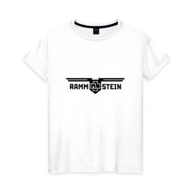 Женская футболка хлопок с принтом Rammstein в Петрозаводске, 100% хлопок | прямой крой, круглый вырез горловины, длина до линии бедер, слегка спущенное плечо | germany | rammstein | индостриал металл | немецкая группа | немцы | пиротехника | раммштайн | рок | рок группа | три икса | ххх