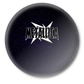 Значок с принтом Metallica в Петрозаводске,  металл | круглая форма, металлическая застежка в виде булавки | metallica | группа | метал | металлика | музыка | песни | рок