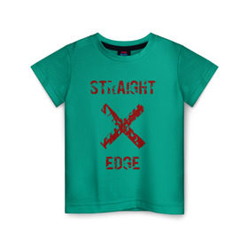 Детская футболка хлопок с принтом Straight edge в Петрозаводске, 100% хлопок | круглый вырез горловины, полуприлегающий силуэт, длина до линии бедер | straight edge | sxe | острая грань | схе