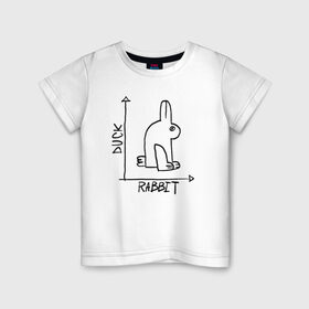 Детская футболка хлопок с принтом Утка. Кролик в Петрозаводске, 100% хлопок | круглый вырез горловины, полуприлегающий силуэт, длина до линии бедер | алгебра | геометрия | животные | иллюзия | кролик | обман зрения | утка | юмор
