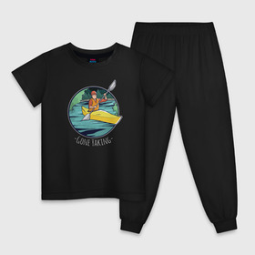Детская пижама хлопок с принтом Байдарка в Петрозаводске, 100% хлопок |  брюки и футболка прямого кроя, без карманов, на брюках мягкая резинка на поясе и по низу штанин
 | байдарка | водный спорт | каякинг