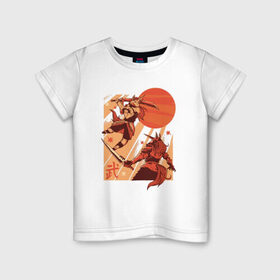 Детская футболка хлопок с принтом Битва Единорогов в Петрозаводске, 100% хлопок | круглый вырез горловины, полуприлегающий силуэт, длина до линии бедер | unicorn | единорог | ниндзя | самураи | самурай | япония