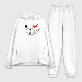 Женский костюм хлопок Oversize с принтом Monokuma части лица в Петрозаводске,  |  | anime | bear | black  white | danganronpa | kurokuma | monodam | monokuma | monomi | monotaro | pink | rabbit | school | shirokuma | аниме | главарь | мoноми | монокума | черно белый | школа