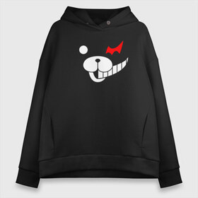 Женское худи Oversize хлопок с принтом MONOKUMA в Петрозаводске, френч-терри — 70% хлопок, 30% полиэстер. Мягкий теплый начес внутри —100% хлопок | боковые карманы, эластичные манжеты и нижняя кромка, капюшон на магнитной кнопке | anime | bear | black  white | danganronpa | kurokuma | monodam | monokuma | monomi | monotaro | pink | rabbit | school | shirokuma | аниме | главарь | мoноми | монокума | черно белый | школа