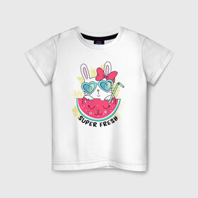 Детская футболка хлопок с принтом Лето в Петрозаводске, 100% хлопок | круглый вырез горловины, полуприлегающий силуэт, длина до линии бедер | арбуз | женские | летние | лето