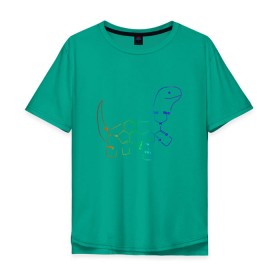 Мужская футболка хлопок Oversize с принтом ЛСДино в Петрозаводске, 100% хлопок | свободный крой, круглый ворот, “спинка” длиннее передней части | Тематика изображения на принте: динозавр | химик | химия