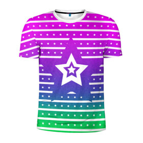 Мужская футболка 3D спортивная с принтом Звезда в Петрозаводске, 100% полиэстер с улучшенными характеристиками | приталенный силуэт, круглая горловина, широкие плечи, сужается к линии бедра | star | stars | звезда | звёздочки | звёзды | красочная | линии | полосы | редактируемая | стар | старс | цветная | яркая