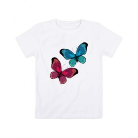 Детская футболка хлопок с принтом Бабочки. в Петрозаводске, 100% хлопок | круглый вырез горловины, полуприлегающий силуэт, длина до линии бедер | бабочка | бабочки | животные | красота | насекомые | природа | яркий
