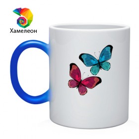 Кружка хамелеон с принтом Бабочки. в Петрозаводске, керамика | меняет цвет при нагревании, емкость 330 мл | бабочка | бабочки | животные | красота | насекомые | природа | яркий