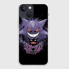 Чехол для iPhone 13 mini с принтом Pokemon Gengar Rubber в Петрозаводске,  |  | battle | drawing | entei | go | legendary | lugia | metagross | nintendo | pikachu | pokemon | raikou | squirtle | zapdos | брок | бульбазавр | мисти | монстр | пикачу | покемон | эш