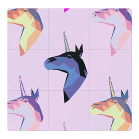 Магнитный плакат 3Х3 с принтом Единорог в Петрозаводске, Полимерный материал с магнитным слоем | 9 деталей размером 9*9 см | единорог | животное | конь | лошадь