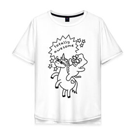 Мужская футболка хлопок Oversize с принтом Awesome Unicorn в Петрозаводске, 100% хлопок | свободный крой, круглый ворот, “спинка” длиннее передней части | cat | citty | кот | кошак | кошара | кошка