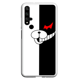 Чехол для Honor 20 с принтом MONOKUMA (КАПЮШОН) в Петрозаводске, Силикон | Область печати: задняя сторона чехла, без боковых панелей | anime | bear | black  white | danganronpa | kurokuma | monodam | monokuma | monomi | monotaro | pink | rabbit | school | shirokuma | аниме | главарь | мoноми | монокума | черно белый | школа