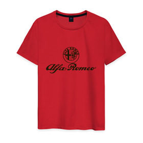 Мужская футболка хлопок с принтом alfa romeo formula1 в Петрозаводске, 100% хлопок | прямой крой, круглый вырез горловины, длина до линии бедер, слегка спущенное плечо. | alfa romeo | f1 | formula1