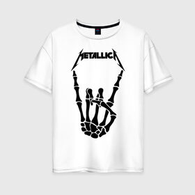 Женская футболка хлопок Oversize с принтом METALLICA в Петрозаводске, 100% хлопок | свободный крой, круглый ворот, спущенный рукав, длина до линии бедер
 | matters metallica | music | nothing else | rock | trash metal | группа | музыка | музыканты | рок | трэш металл
