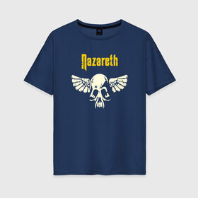 Женская футболка хлопок Oversize с принтом Nazareth в Петрозаводске, 100% хлопок | свободный крой, круглый ворот, спущенный рукав, длина до линии бедер
 | маккаферти | мэнни чарлтон | рок группа | уильям дэниел | шотландская