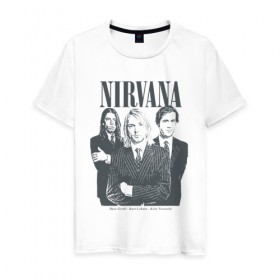 Мужская футболка хлопок с принтом Nirvana в Петрозаводске, 100% хлопок | прямой крой, круглый вырез горловины, длина до линии бедер, слегка спущенное плечо. | альтернативный рок | американская | гранж | дэйв грол | крист энтони новоселич | курт кобейн | рок группа