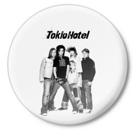 Значок с принтом Tokio Hotel в Петрозаводске,  металл | круглая форма, металлическая застежка в виде булавки | alternative rock | band | bill kaulitz | boys | german | hotel | music | pop rock | powerpop | synthpop | tokyo | tom ka | альтернативный рок | билл каулитц | георг листинг | группа | густав шефер | мальчики | музыка | немецкая | отель | пауэр поп
