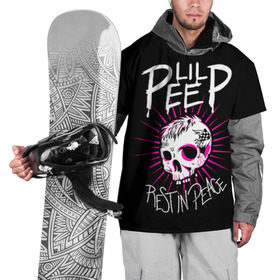 Накидка на куртку 3D с принтом Lil Peep в Петрозаводске, 100% полиэстер |  | crybaby | gustav elijah ahr | hellboy | lil peep | lilpeep | peep | rap | густав элайджа ар | лил пип | рэп | хип хоп | эмо рэп