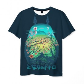 Мужская футболка 3D с принтом Totoro в Петрозаводске, 100% полиэфир | прямой крой, круглый вырез горловины, длина до линии бедер | anime | forest | meme | my neighbor | protectors | tokyo | totoro | аниме | гибли | иероглиф | манга | миядзаки | мой сосед | стиль | тоторо | фентези | хаяо | япония
