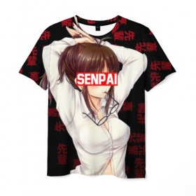 Мужская футболка 3D с принтом Anime (Senpai) 7 в Петрозаводске, 100% полиэфир | прямой крой, круглый вырез горловины, длина до линии бедер | ahegao | anime | japan | manga | senpai | аниме | ахегао | китай | манга | сенпай | япония