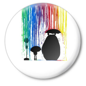 Значок с принтом My Neighbor Totoro в Петрозаводске,  металл | круглая форма, металлическая застежка в виде булавки | anime | forest | meme | my neighbor | protectors | tokyo | totoro | аниме | гибли | иероглиф | манга | миядзаки | мой сосед | стиль | тоторо | фентези | хаяо | япония