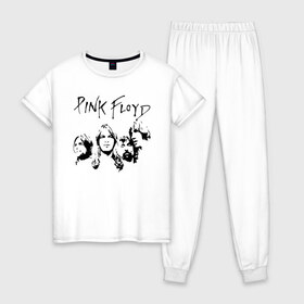 Женская пижама хлопок с принтом Pink Floyd в Петрозаводске, 100% хлопок | брюки и футболка прямого кроя, без карманов, на брюках мягкая резинка на поясе и по низу штанин | pink floyd | pinkfloyd | арт | артрок | группа | дэвид гилмор | пинк флойд | пинкфлойд | прогрессивный | психоделический | рок | сид барретт | симфонический | спэйс | эйсид | экспериментальный