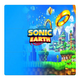 Магнитный плакат 3Х3 с принтом SONIC EARTH в Петрозаводске, Полимерный материал с магнитным слоем | 9 деталей размером 9*9 см | hedgehog | metal sonic | silver | silver the hedgehog | sonic | sonic boom | sonic the hedgehog | ёж сонник | игры | соник | фильмы