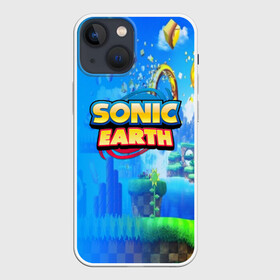 Чехол для iPhone 13 mini с принтом SONIC EARTH в Петрозаводске,  |  | Тематика изображения на принте: hedgehog | metal sonic | silver | silver the hedgehog | sonic | sonic boom | sonic the hedgehog | ёж сонник | игры | соник | фильмы