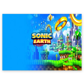 Поздравительная открытка с принтом SONIC EARTH в Петрозаводске, 100% бумага | плотность бумаги 280 г/м2, матовая, на обратной стороне линовка и место для марки
 | Тематика изображения на принте: hedgehog | metal sonic | silver | silver the hedgehog | sonic | sonic boom | sonic the hedgehog | ёж сонник | игры | соник | фильмы