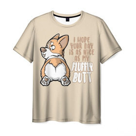 Мужская футболка 3D с принтом Милый Корги в Петрозаводске, 100% полиэфир | прямой крой, круглый вырез горловины, длина до линии бедер | corgi | cute | dog | dogs | funny | puppies | puppy | корги | милый | смешно | собака | собаки | щенки | щенок