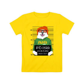 Детская футболка хлопок с принтом Плохой Корги в Петрозаводске, 100% хлопок | круглый вырез горловины, полуприлегающий силуэт, длина до линии бедер | corgi | банда | бандит | гангстер | заключенный | корги | собака | собаки