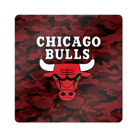 Магнит виниловый Квадрат с принтом Chicago Bulls в Петрозаводске, полимерный материал с магнитным слоем | размер 9*9 см, закругленные углы | Тематика изображения на принте: 