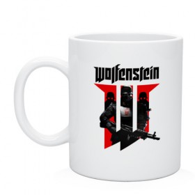 Кружка с принтом Wolfenstein в Петрозаводске, керамика | объем — 330 мл, диаметр — 80 мм. Принт наносится на бока кружки, можно сделать два разных изображения | cyberpilot | new colossus | new order | old blood | wolfenstein | youngblood | игры