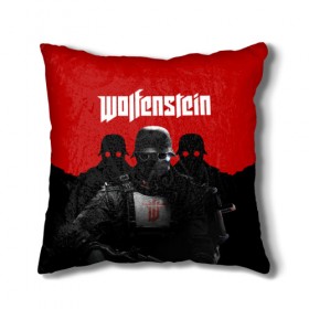 Подушка 3D с принтом Wolfenstein в Петрозаводске, наволочка – 100% полиэстер, наполнитель – холлофайбер (легкий наполнитель, не вызывает аллергию). | состоит из подушки и наволочки. Наволочка на молнии, легко снимается для стирки | cyberpilot | new colossus | new order | old blood | wolfenstein | youngblood | игры