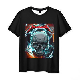 Мужская футболка 3D с принтом Metallica в Петрозаводске, 100% полиэфир | прямой крой, круглый вырез горловины, длина до линии бедер | metallica | rock | арт | гитара | кости | металл | металлика | музыка | рок | череп