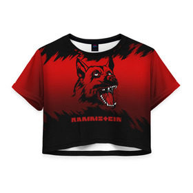 Женская футболка Cropp-top с принтом Rammstein dog в Петрозаводске, 100% полиэстер | круглая горловина, длина футболки до линии талии, рукава с отворотами | 2019 | dog | du hast | german | lindemann | rammstein | rammsteinfan | ramstein | till | группы | линдеманн | метал | музыка | овчарка | рамштаин | рамштайн | рамштейн | рок | собака | тилль | тиль