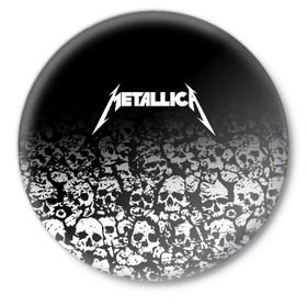 Значок с принтом METALLICA (НА СПИНЕ) в Петрозаводске,  металл | круглая форма, металлическая застежка в виде булавки | matters metallica | music | nothing else | rock | trash metal | группа | музыка | музыканты | рок | трэш металл