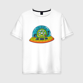 Женская футболка хлопок Oversize с принтом пришелец в Петрозаводске, 100% хлопок | свободный крой, круглый ворот, спущенный рукав, длина до линии бедер
 | nasa | ufo | звезды | инопланетянин | космос | наса | небо | нло | пришелец | чужой