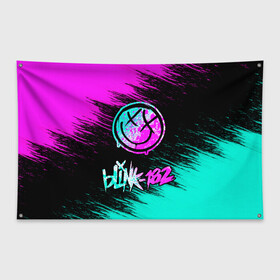 Флаг-баннер с принтом Blink-182 (1) в Петрозаводске, 100% полиэстер | размер 67 х 109 см, плотность ткани — 95 г/м2; по краям флага есть четыре люверса для крепления | art | blink | music | pop | rock | арт | блинк | музыка | поп музыка | рок